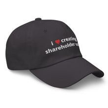 Load image into Gallery viewer, i love creating shareholder value dad hat