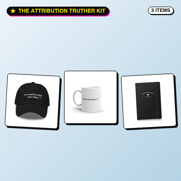 Attribution Truther Kit — hat, mug, notebook bundle