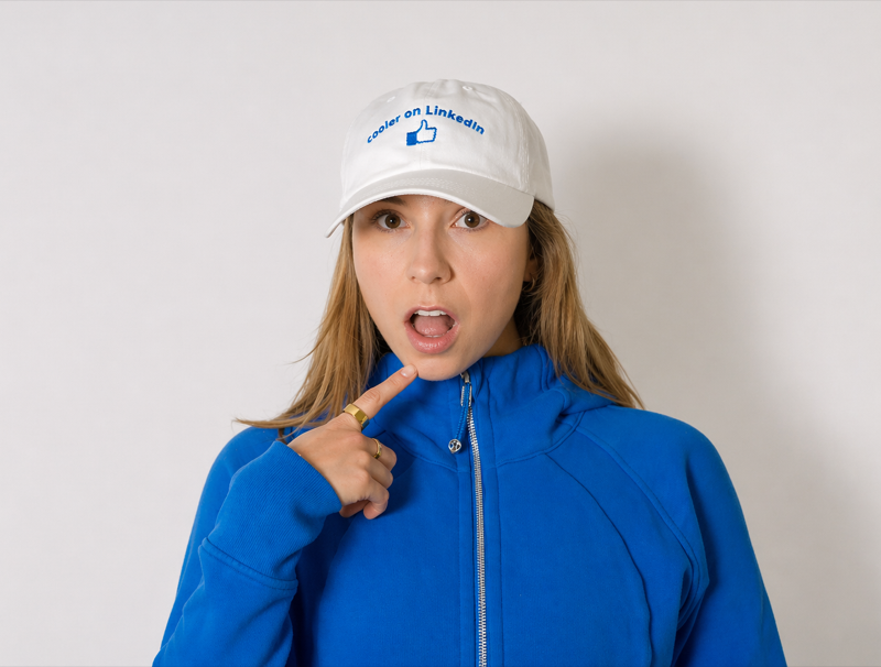 Amanda Nielsen wearing a Cooler on LinkedIn hat