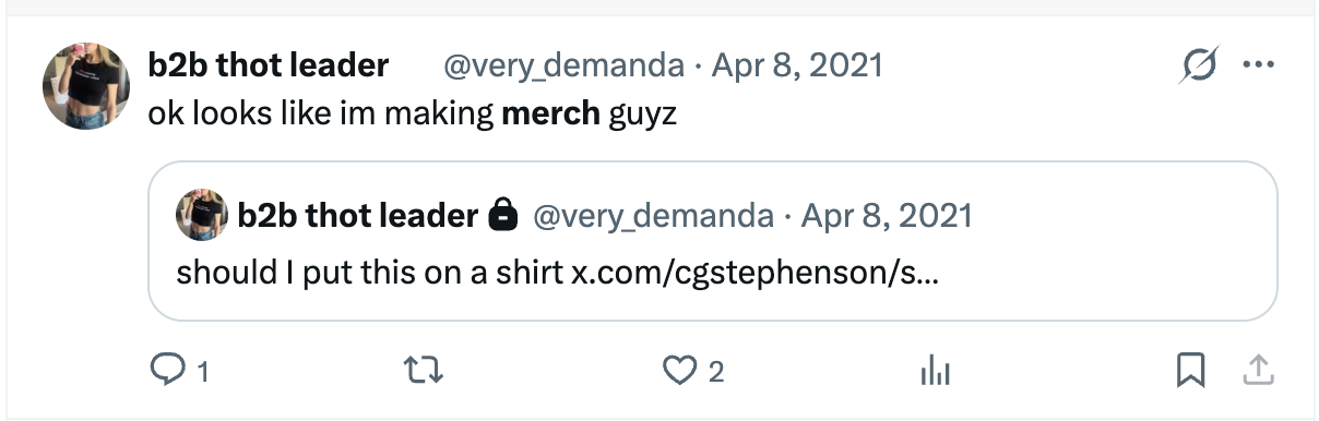 Tweet: ok looks like im making merch guyz