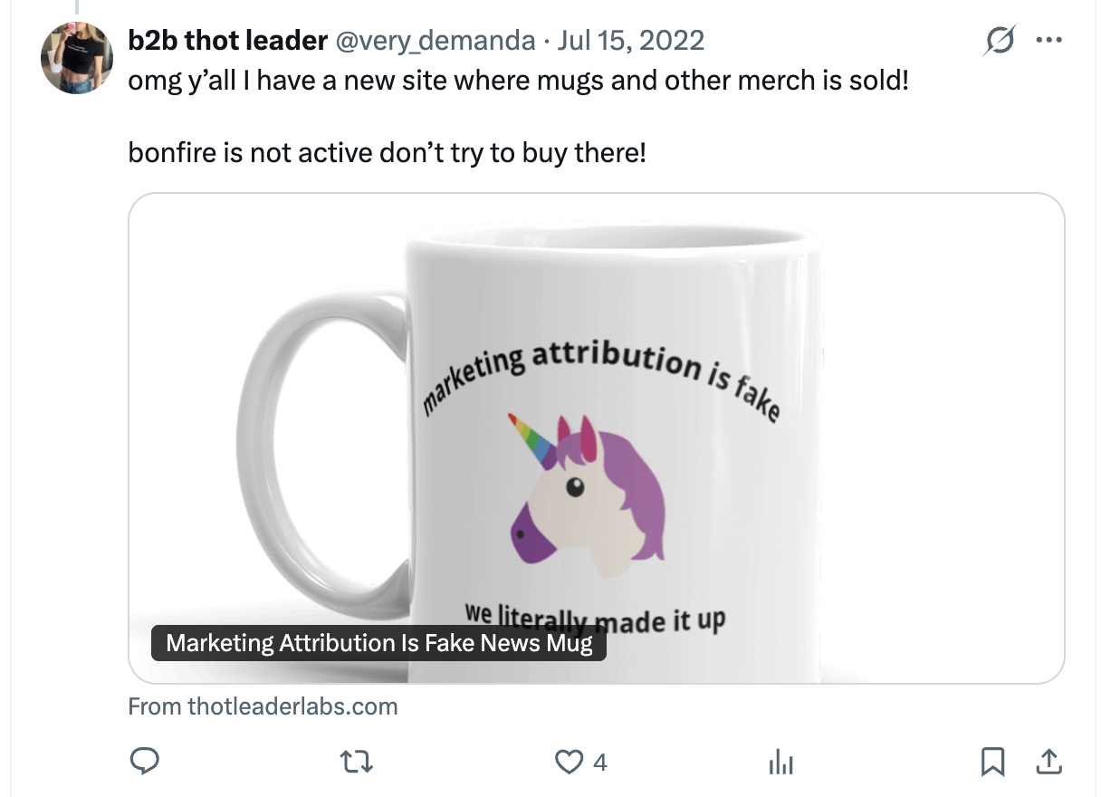 Tweet announcing thotleaderlabs.com